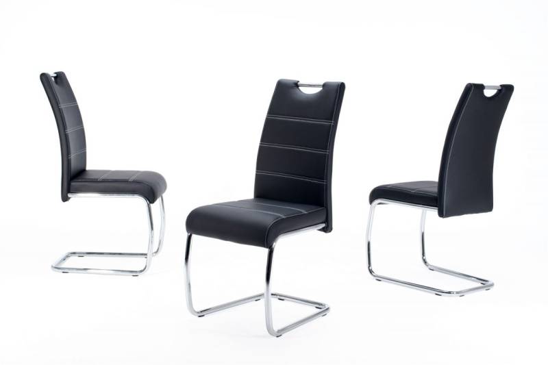 Esszimmerstühle Stuhl Freischwinger 4er Set ELENI Schwarz von Fun Möbel
