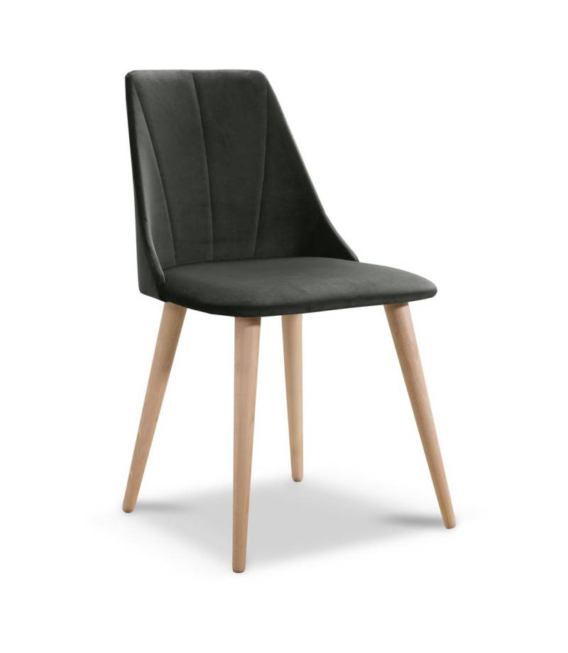 Esszimmerstühle Stuhle 2er Set CAROS Massivholz Buche Stoff Dunkelgrau von Fun Möbel