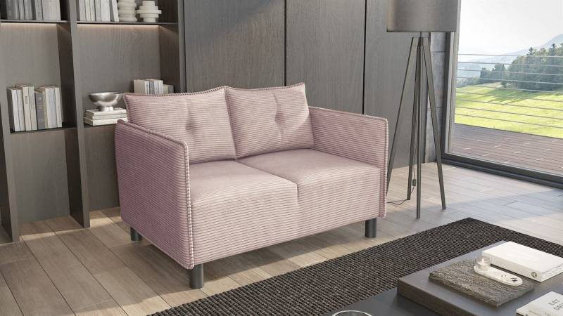 Fun Möbel 2-Sitzer Designersofa DECLAN in Stoff Lincoln, inkl. 2 Rückenkissen, Rundumbezug von Fun Möbel