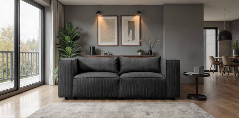 Fun Möbel 2-Sitzer Designersofa NEVIO in Stoff Lincoln, Rundumbezug von Fun Möbel