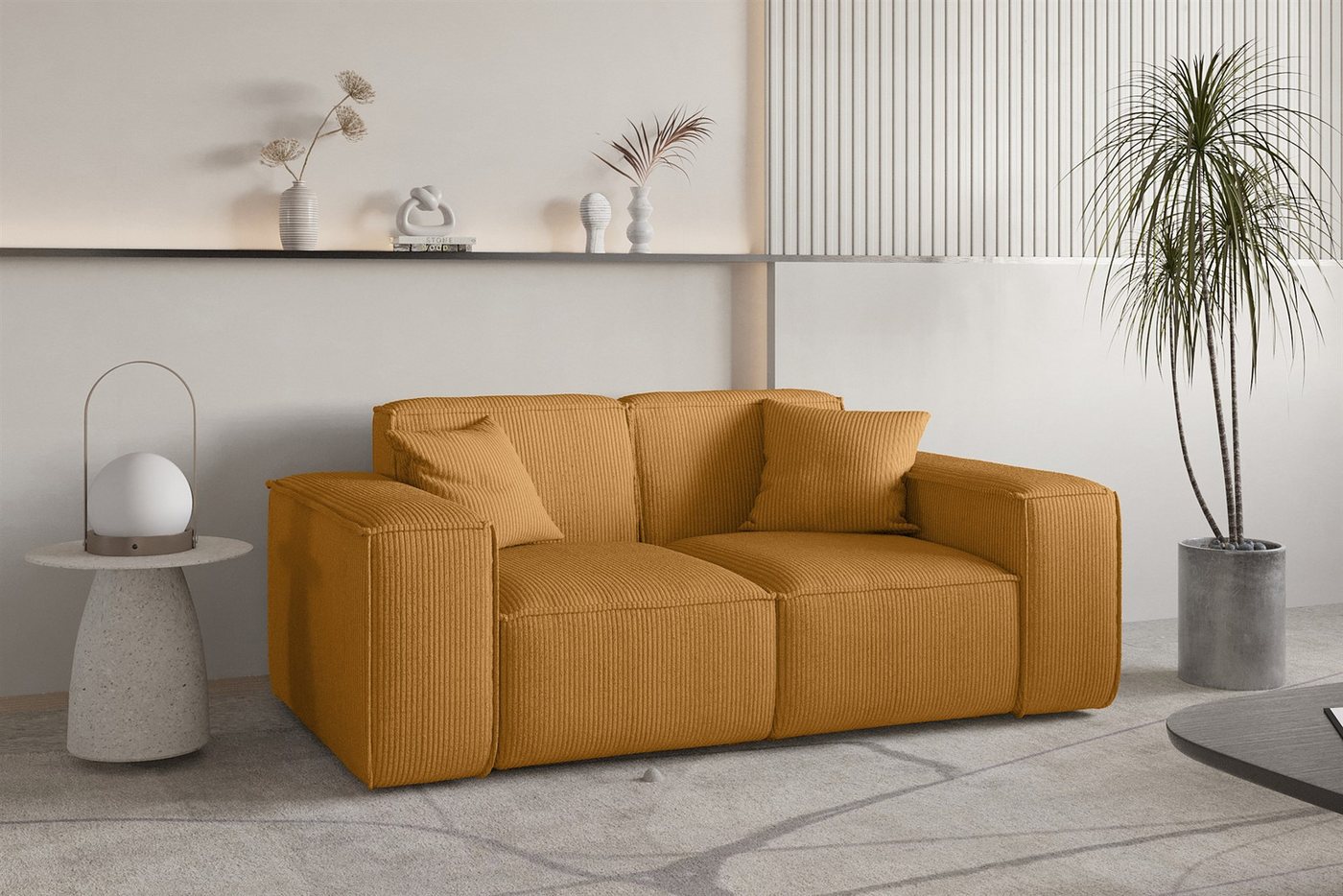 Fun Möbel 2-Sitzer Sofa Designersofa CELES PREMIUM in Stoff Scala, Auch als Set erhältlich, inkl. 2 Zierkissen, Rundumbezug von Fun Möbel