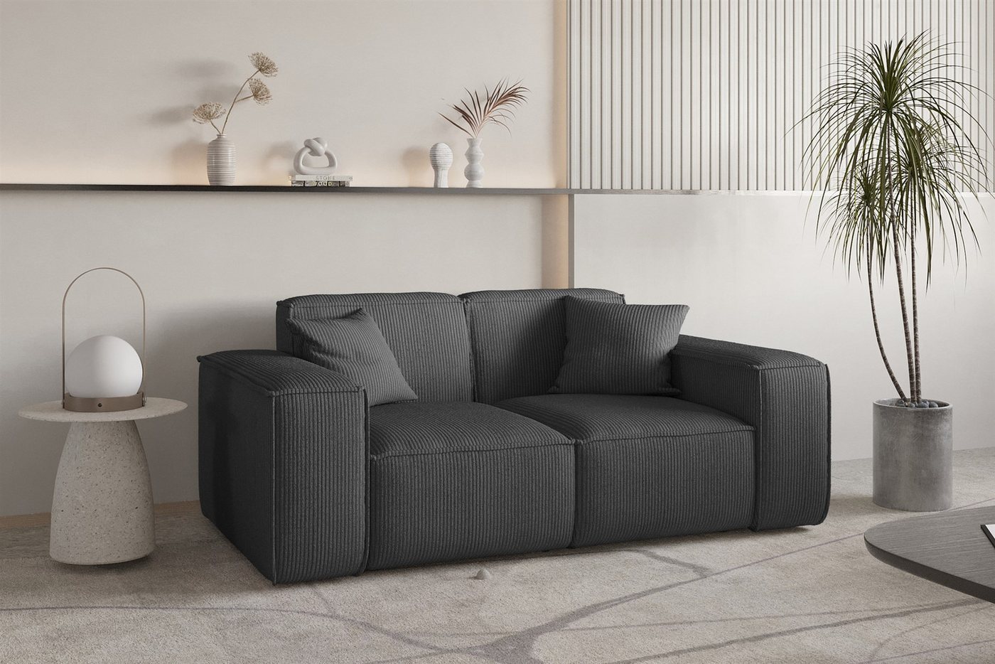 Fun Möbel 2-Sitzer Sofa Designersofa CELES PREMIUM in Stoff Scala, Auch als Set erhältlich, inkl. 2 Zierkissen, Rundumbezug von Fun Möbel