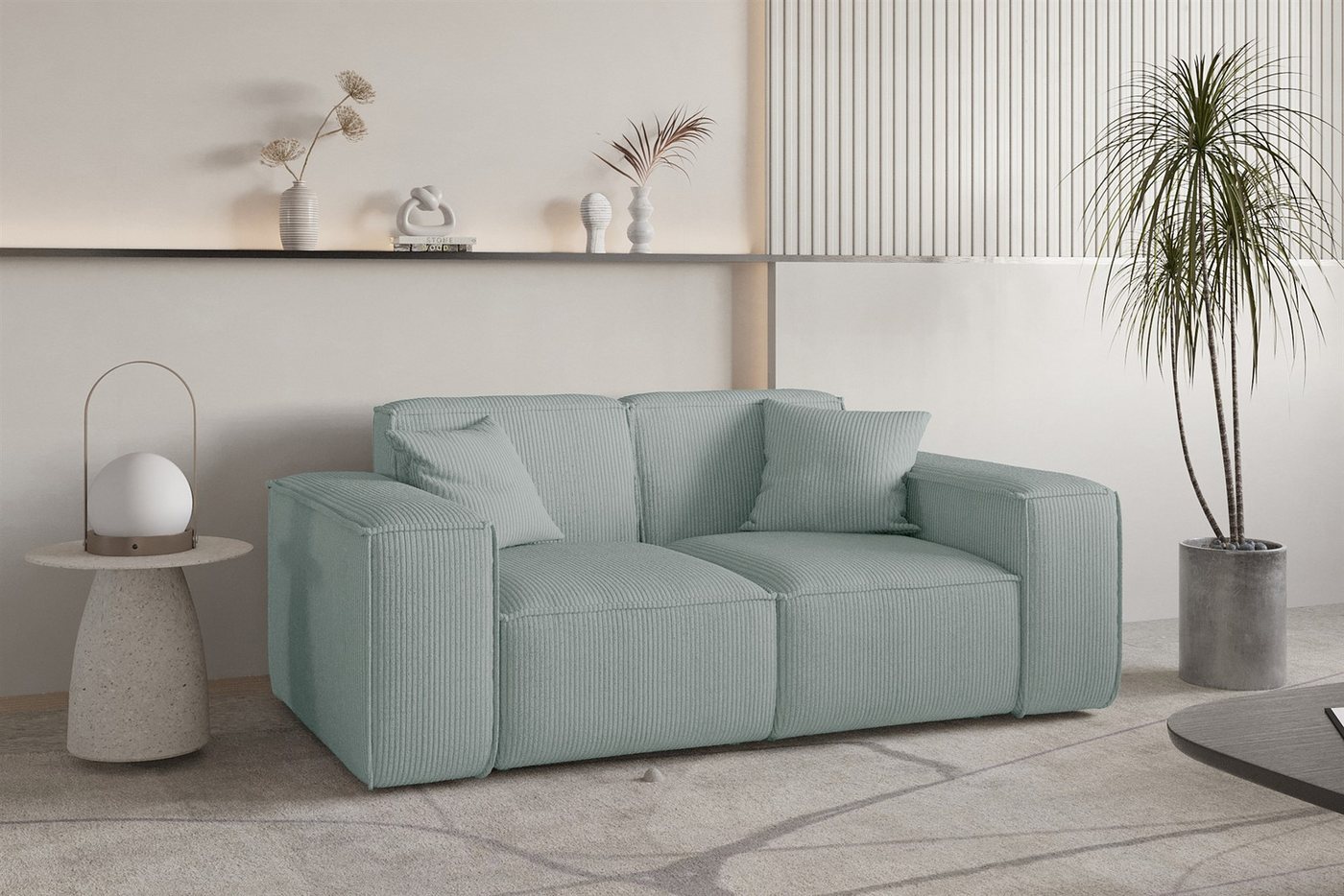 Fun Möbel 2-Sitzer Sofa Designersofa CELES PREMIUM in Stoff Scala, Auch als Set erhältlich, inkl. 2 Zierkissen, Rundumbezug von Fun Möbel