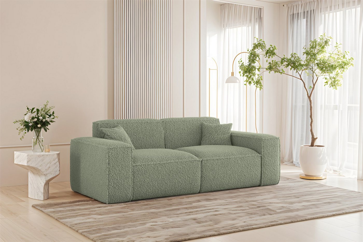 Fun Möbel 2-Sitzer Sofa Designersofa CELES PREMIUM in Stoff Sven, Rundumbezug, inkl. 2 Zierkissen von Fun Möbel