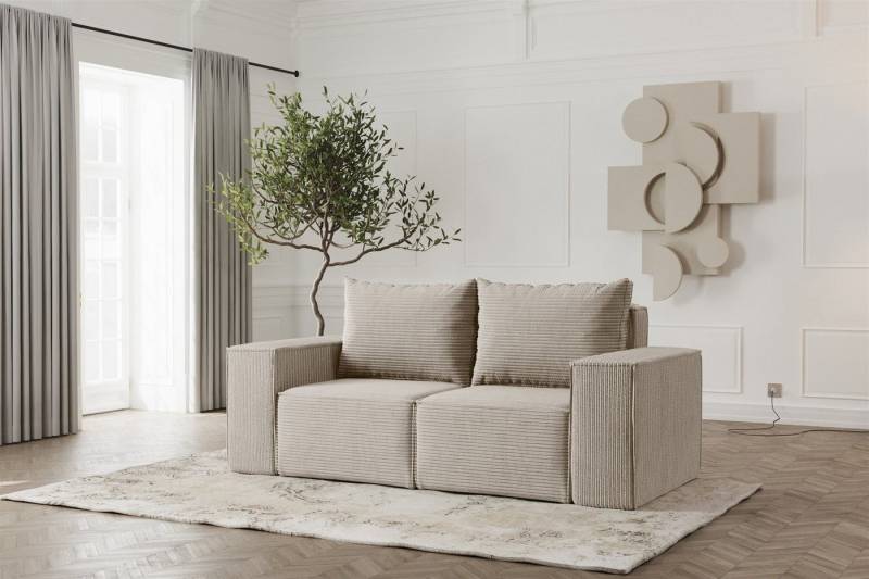 Fun Möbel 2-Sitzer Sofa Designersofa ESTELLE 2-Sitzer in Stoff, Rücken echt bezogen von Fun Möbel
