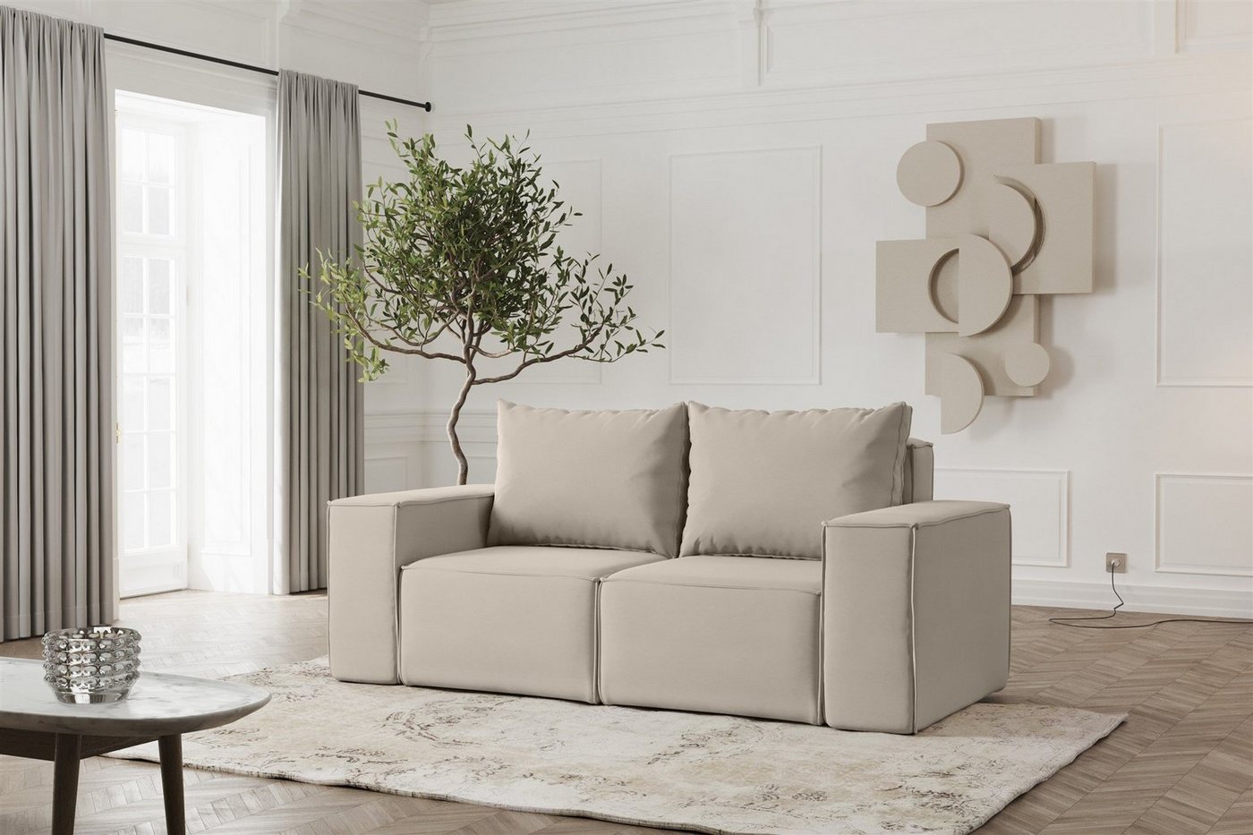 Fun Möbel 2-Sitzer Sofa Designersofa ESTELLE 2-Sitzer in Stoff, Rücken echt bezogen Fun Möbel 2-Sitzer Sofa Designersofa ESTELLE 2-Sitzer in Stoff, Rücken echt bezogen von Fun Möbel