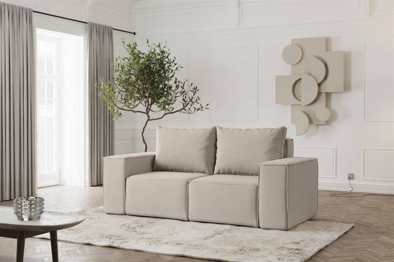 Fun Möbel 2-Sitzer Sofa Designersofa ESTELLE 2-Sitzer in Stoff, Rücken echt bezogen von Fun Möbel