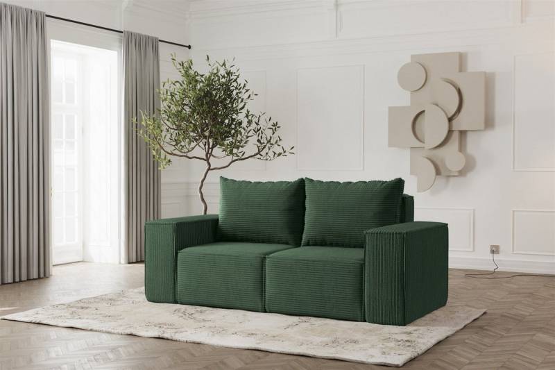 Fun Möbel 2-Sitzer Sofa Designersofa ESTELLE 2-Sitzer in Stoff, Rücken echt bezogen von Fun Möbel