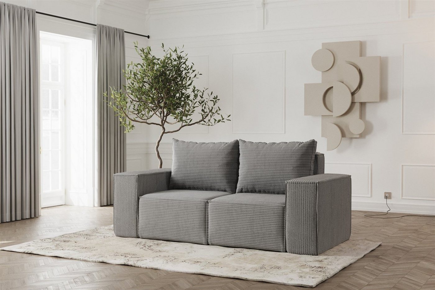Fun Möbel 2-Sitzer Sofa Designersofa ESTELLE 2-Sitzer in Stoff, Rücken echt bezogen Fun Möbel 2-Sitzer Sofa Designersofa ESTELLE 2-Sitzer in Stoff, Rücken echt bezogen von Fun Möbel