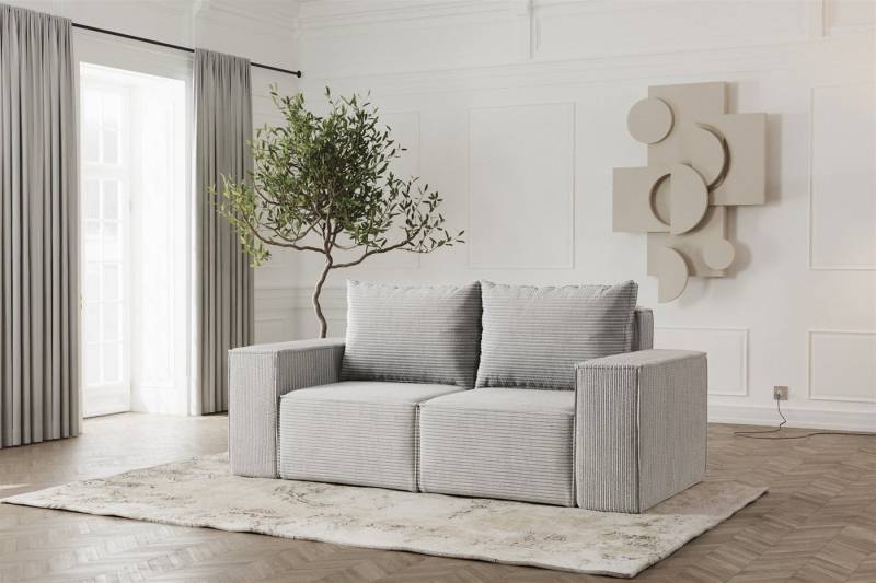 Fun Möbel 2-Sitzer Sofa Designersofa ESTELLE 2-Sitzer in Stoff, Rücken echt bezogen von Fun Möbel