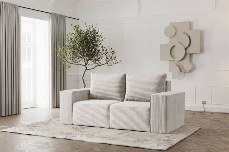 Fun Möbel 2-Sitzer Sofa Designersofa ESTELLE 2-Sitzer in Stoff, Rücken echt bezogen von Fun Möbel