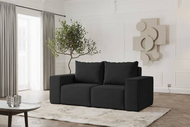 Fun Möbel 2-Sitzer Sofa Designersofa ESTELLE 2-Sitzer in Stoff, Rücken echt bezogen von Fun Möbel