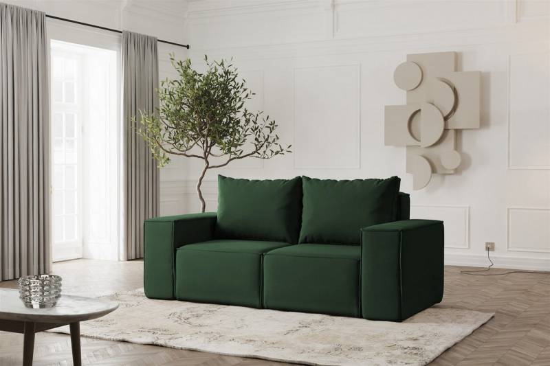 Fun Möbel 2-Sitzer Sofa Designersofa ESTELLE 2-Sitzer in Stoff, Rücken echt bezogen von Fun Möbel