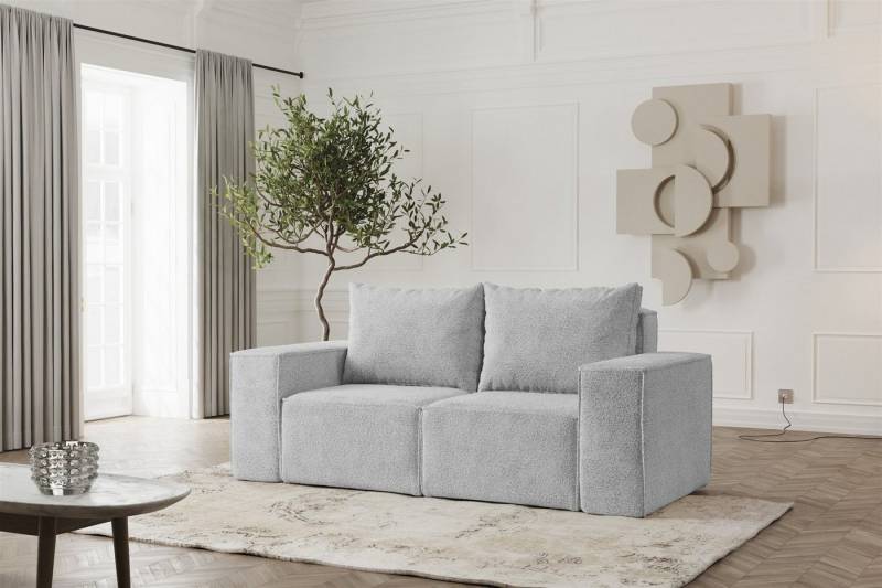 Fun Möbel 2-Sitzer Sofa Designersofa ESTELLE 2-Sitzer in Stoff Abriamo, Rücken echt bezogen von Fun Möbel