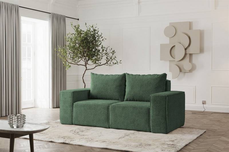 Fun Möbel 2-Sitzer Sofa Designersofa ESTELLE 2-Sitzer in Stoff Abriamo, Rücken echt bezogen von Fun Möbel