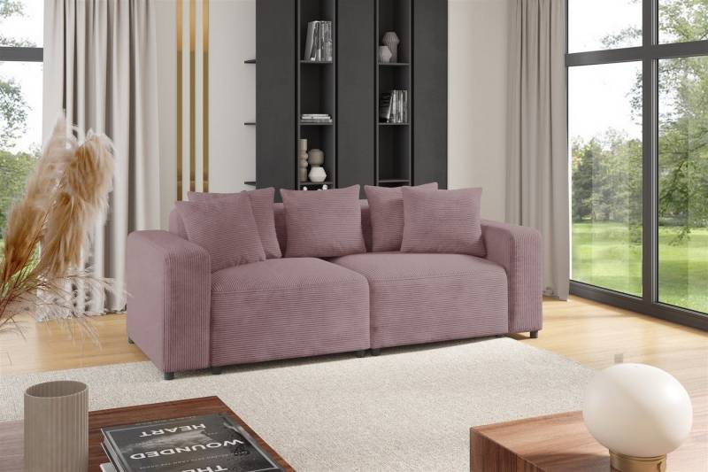 Fun Möbel 2-Sitzer Sofa Designersofa MEGAN in Stoff Poso, inkl. 5 Zierkissen, Rücken echt bezogen von Fun Möbel