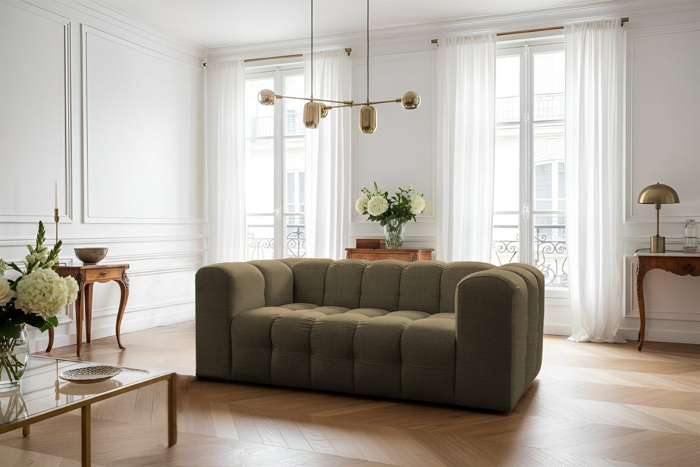 Fun Möbel 2-Sitzer Sofa Designersofa SOLVIE, Stoff Moly oder Tiffani, Sofa-Rücken echt bezogen Fun Möbel 2-Sitzer Sofa Designersofa SOLVIE, Stoff Moly oder Tiffani, Sofa-Rücken echt bezogen von Fun Möbel