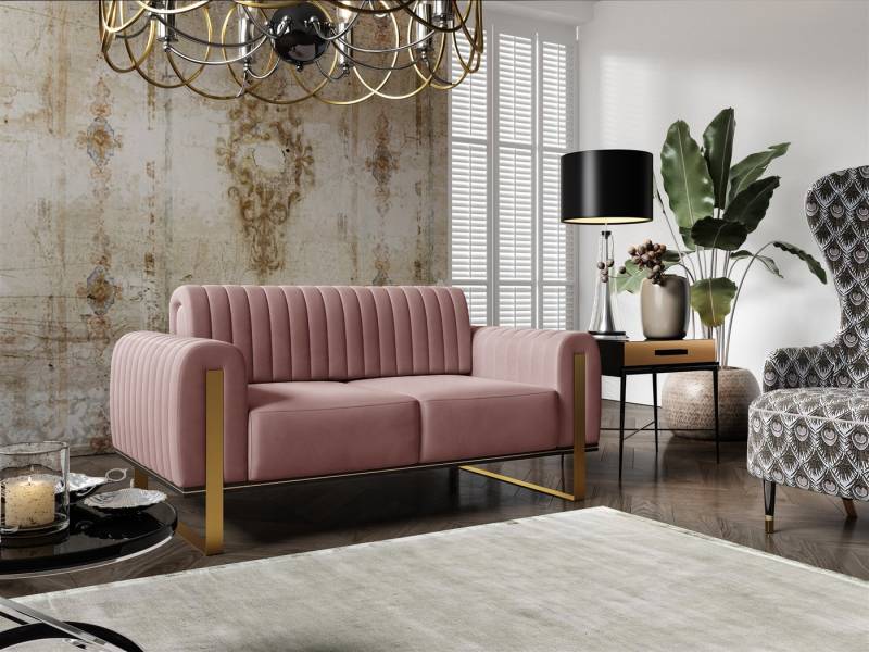Fun Möbel 2-Sitzer Sofa Designersofa VALERIE in Stoff Elisa Velvet, auch im Set erhältlich, Rückenlehne verstellbar von Fun Möbel