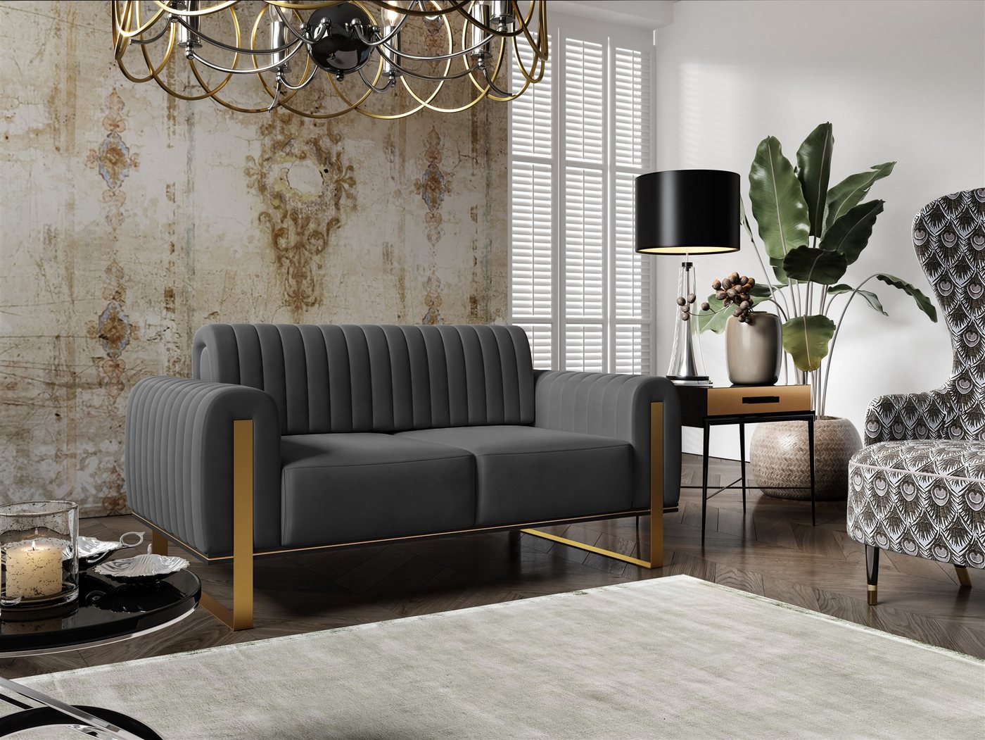 Fun Möbel 2-Sitzer Sofa Designersofa VALERIE in Stoff Elisa Velvet, auch im Set erhältlich, Rückenlehne verstellbar Fun Möbel 2-Sitzer Sofa Designersofa VALERIE in Stoff Elisa Velvet, auch im Set erhältlich, Rückenlehne verstellbar von Fun Möbel