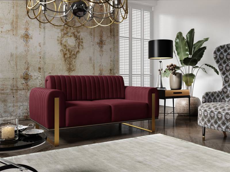 Fun Möbel 2-Sitzer Sofa Designersofa VALERIE in Stoff Elisa Velvet, auch im Set erhältlich, Rückenlehne verstellbar von Fun Möbel