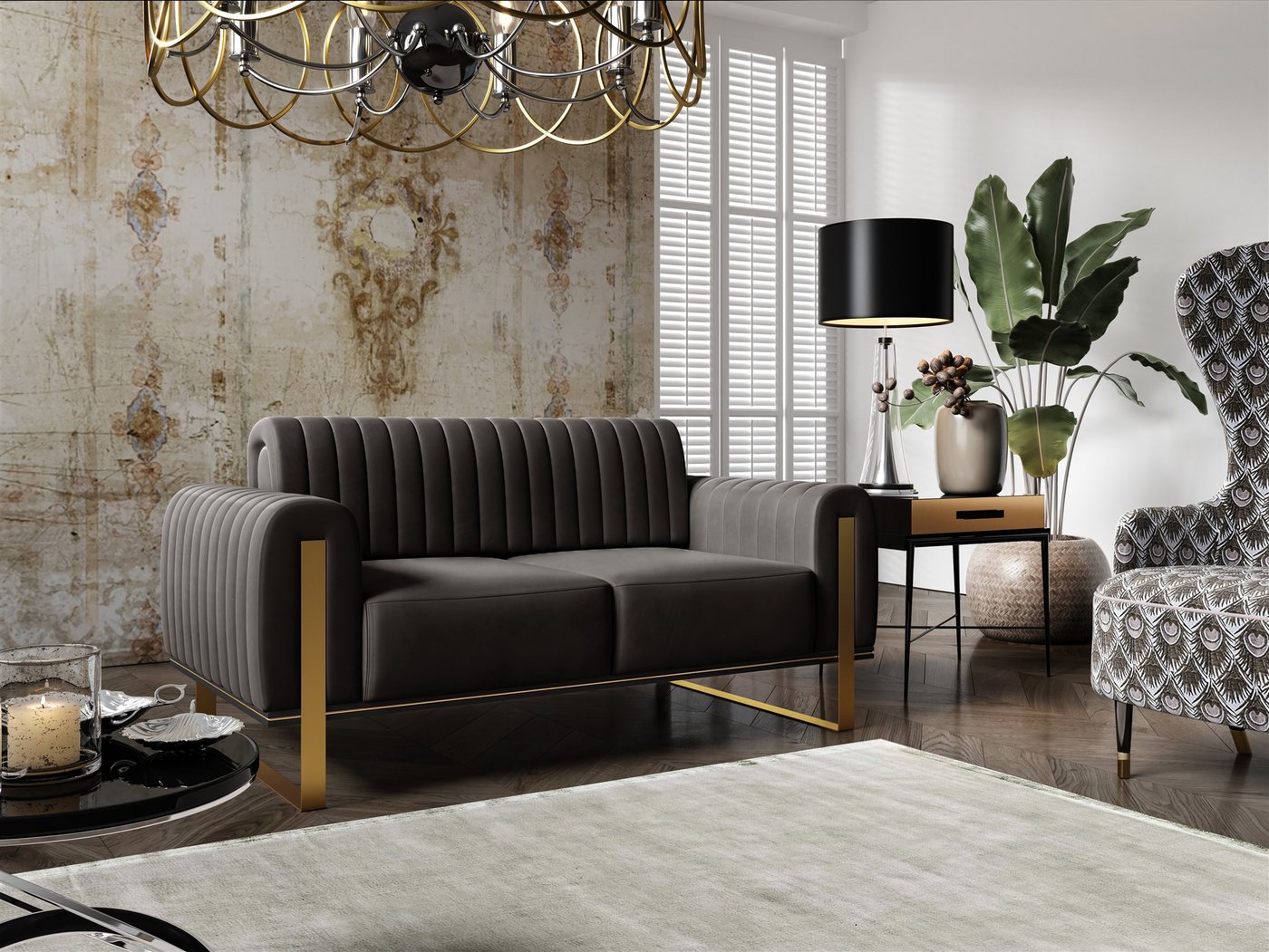 Fun Möbel 2-Sitzer Sofa Designersofa VALERIE in Stoff Elisa Velvet, auch im Set erhältlich, Rückenlehne verstellbar Fun Möbel 2-Sitzer Sofa Designersofa VALERIE in Stoff Elisa Velvet, auch im Set erhältlich, Rückenlehne verstellbar von Fun Möbel