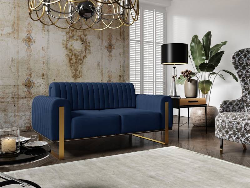 Fun Möbel 2-Sitzer Sofa Designersofa VALERIE in Stoff Elisa Velvet, auch im Set erhältlich, Rückenlehne verstellbar von Fun Möbel