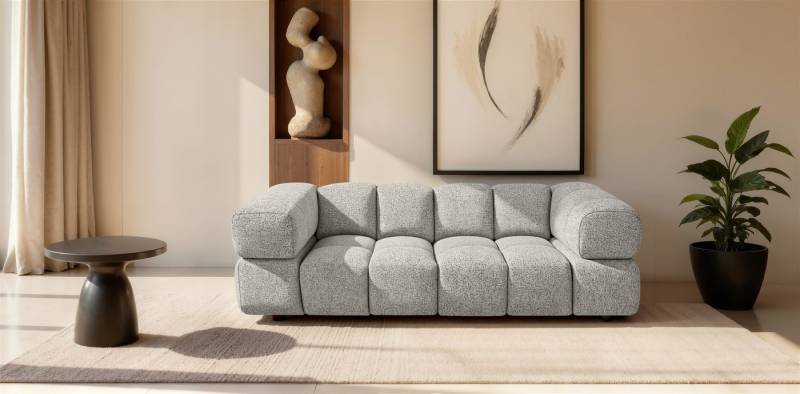 Fun Möbel 3-Sitzer Designersofa BLANCHE in Stoff Bluvel oder Puente, Rundumbezug von Fun Möbel