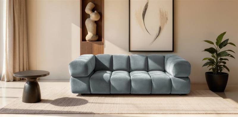 Fun Möbel 3-Sitzer Designersofa BLANCHE in Stoff Bluvel oder Puente, Rundumbezug von Fun Möbel