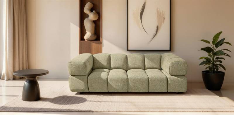 Fun Möbel 3-Sitzer Designersofa BLANCHE in Stoff Bluvel oder Puente, Rundumbezug von Fun Möbel