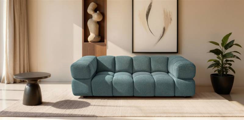 Fun Möbel 3-Sitzer Designersofa BLANCHE in Stoff Bluvel oder Puente, Rundumbezug von Fun Möbel