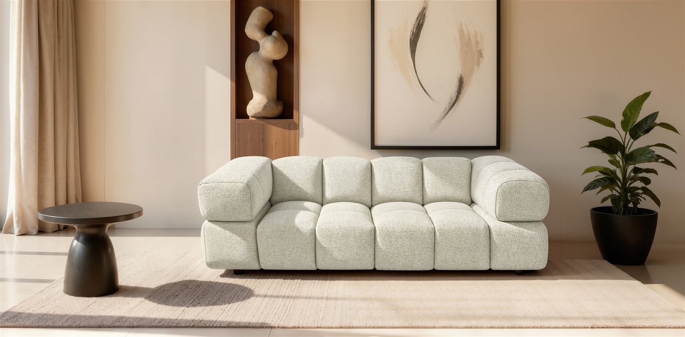 Fun Möbel 3-Sitzer Designersofa BLANCHE in Stoff Bluvel oder Puente, Rundumbezug von Fun Möbel