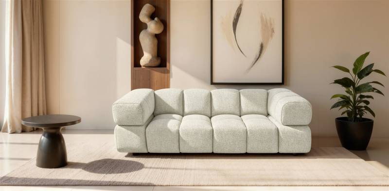 Fun Möbel 3-Sitzer Designersofa BLANCHE in Stoff Bluvel oder Puente, Rundumbezug von Fun Möbel