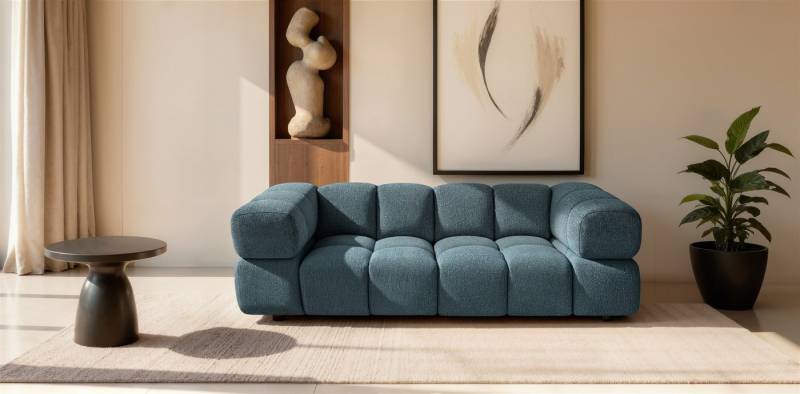 Fun Möbel 3-Sitzer Designersofa BLANCHE in Stoff Bluvel oder Puente, Rundumbezug von Fun Möbel