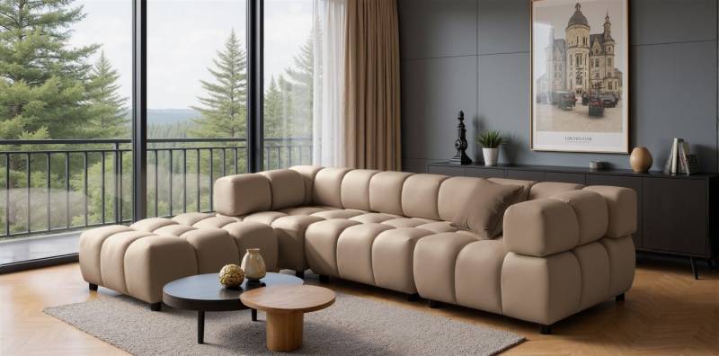Fun Möbel 3-Sitzer Designersofa FLOW inkl.1xPolsterhocker in Stoff Bluvel, mit Hockern zum Ecksofa erweiterbar, zum Ecksofa erweiterbar Fun Möbel 3-Sitzer Designersofa FLOW inkl.1xPolsterhocker in Stoff Bluvel, mit Hockern zum Ecksofa erweiterbar, zum Ecksofa erweiterbar von Fun Möbel