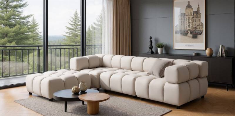 Fun Möbel 3-Sitzer Designersofa FLOW inkl.1xPolsterhocker in Stoff Bluvel, mit Hockern zum Ecksofa erweiterbar, zum Ecksofa erweiterbar Fun Möbel 3-Sitzer Designersofa FLOW inkl.1xPolsterhocker in Stoff Bluvel, mit Hockern zum Ecksofa erweiterbar, zum Ecksofa erweiterbar von Fun Möbel