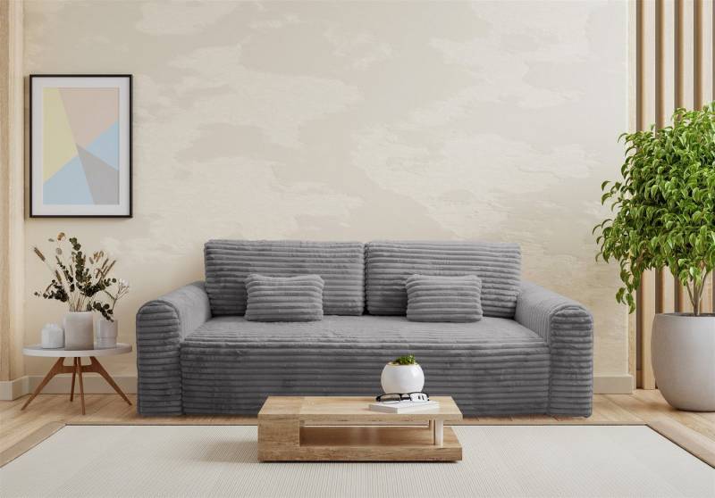 Fun Möbel 3-Sitzer Schlafsofa Designersofa Sofa GWEN in Stoff Vito, Inkl. Schlaffunktion mit Bettkasten, Inkl. 2 x Rückenkissen von Fun Möbel