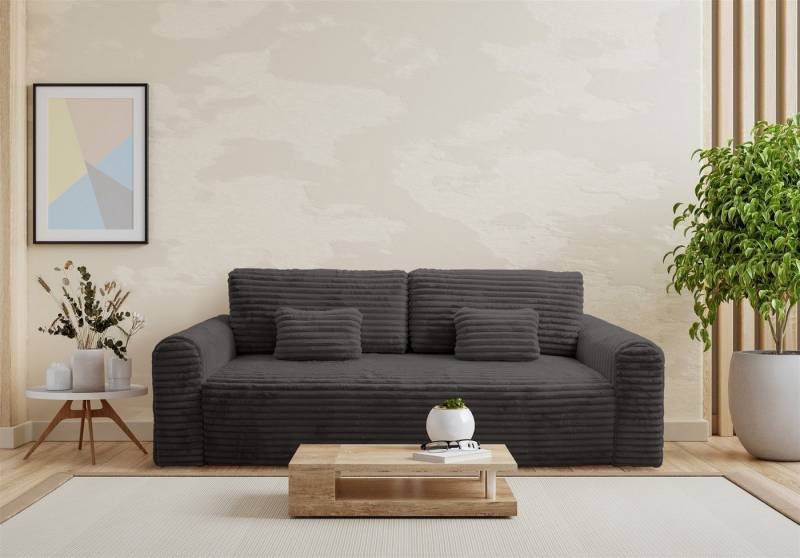 Fun Möbel 3-Sitzer Schlafsofa Designersofa Sofa GWEN in Stoff Vito, inkl. 2 Rückenkissen, inkl. Schlaffunktion mit Bettkasten, Rundumbezug von Fun Möbel
