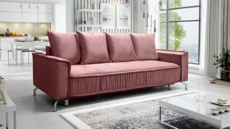 Fun Möbel 3-Sitzer Schlafsofa Sofa FLORENCE in Stoff, inkl. 4 Rückenkissen, inkl. Schlaffunktion mit Bettkasten von Fun Möbel