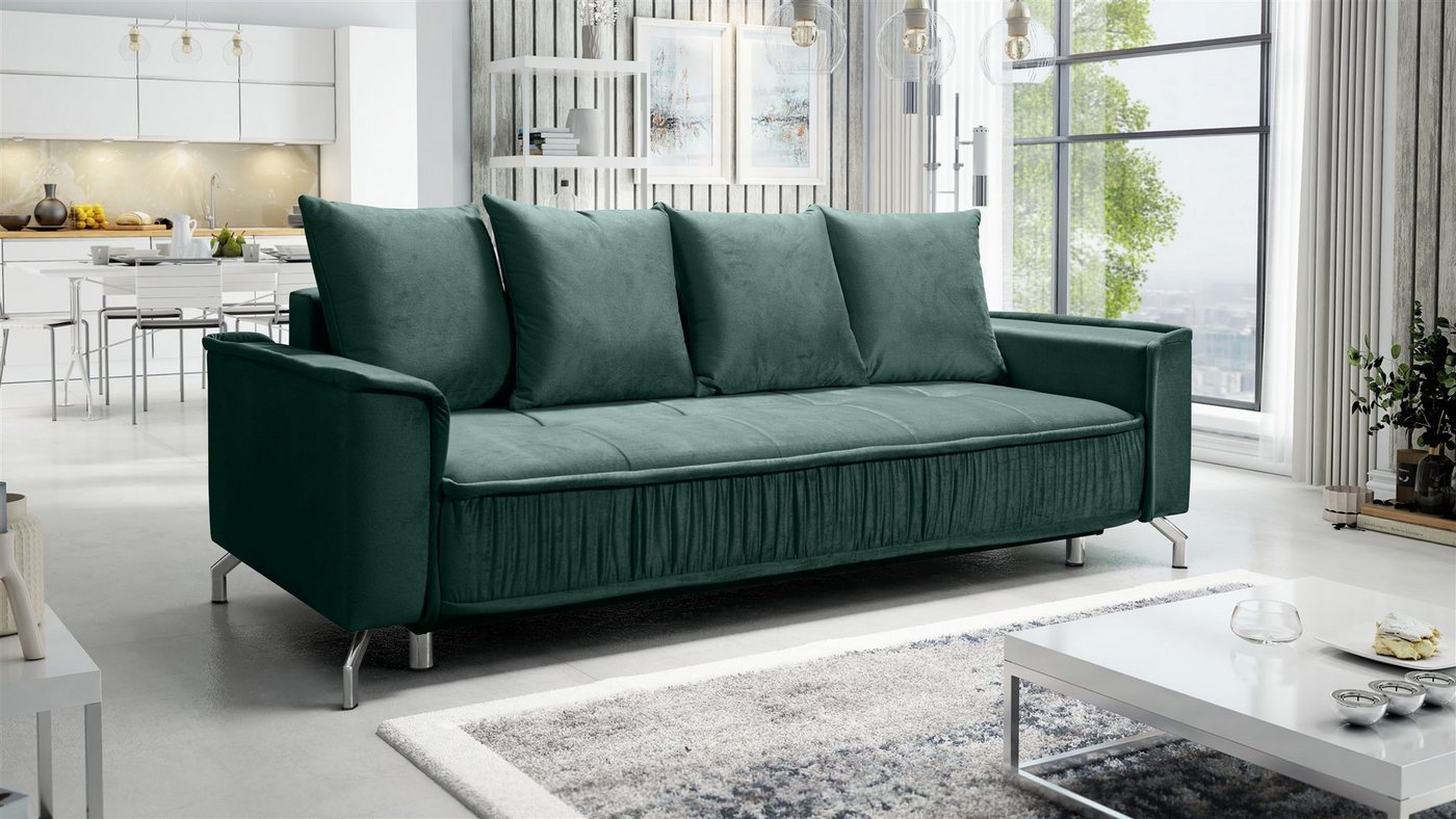 Fun Möbel 3-Sitzer Schlafsofa Sofa FLORENCE in Stoff Bubble oder Element, Inkl. Schlaffunktion mit Bettkasten, Inkl. 4 Rückenkissen von Fun Möbel