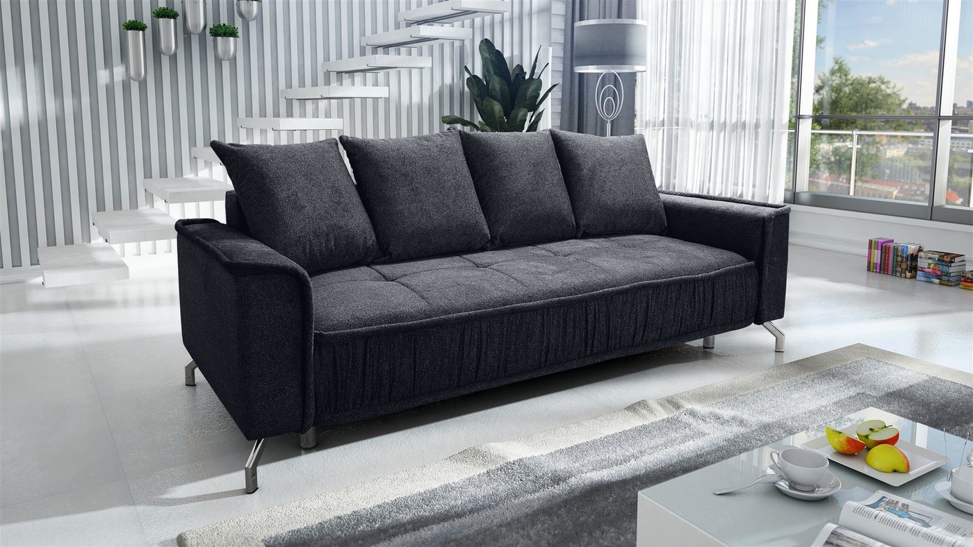 Fun Möbel 3-Sitzer Schlafsofa Sofa FLORENCE in Stoff Bubble oder Element, Inkl. Schlaffunktion mit Bettkasten, Inkl. 4 Rückenkissen von Fun Möbel