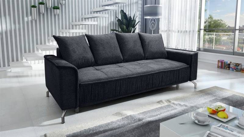 Fun Möbel 3-Sitzer Schlafsofa Sofa FLORENCE in Stoff Bubble oder Element, Inkl. Schlaffunktion mit Bettkasten, Inkl. 4 Rückenkissen von Fun Möbel