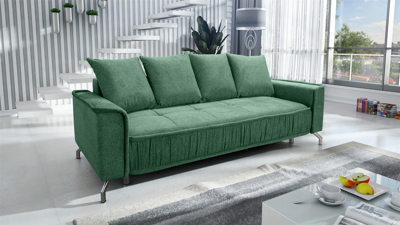 Fun Möbel 3-Sitzer Schlafsofa Sofa FLORENCE in Stoff Bubble oder Element, Inkl. Schlaffunktion mit Bettkasten, Inkl. 4 Rückenkissen von Fun Möbel