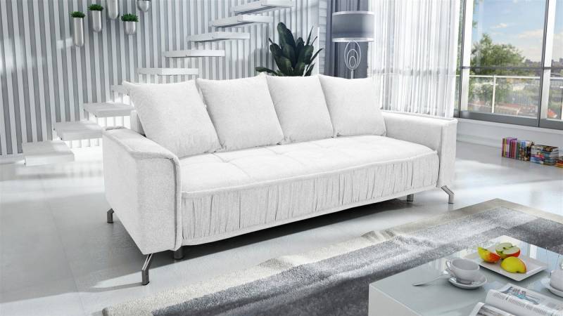 Fun Möbel 3-Sitzer Schlafsofa Sofa FLORENCE in Stoff Bubble oder Element, Inkl. Schlaffunktion mit Bettkasten, Inkl. 4 Rückenkissen von Fun Möbel