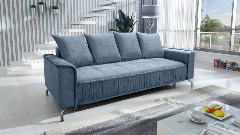 Fun Möbel 3-Sitzer Schlafsofa Sofa FLORENCE in Stoff Bubble oder Element, inkl. 4 Rückenkissen, inkl. Schlaffunktion mit Bettkasten von Fun Möbel