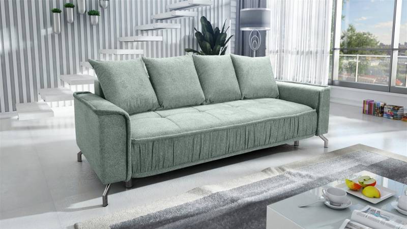 Fun Möbel 3-Sitzer Schlafsofa Sofa FLORENCE in Stoff Bubble oder Element, inkl. 4 Rückenkissen, inkl. Schlaffunktion mit Bettkasten von Fun Möbel