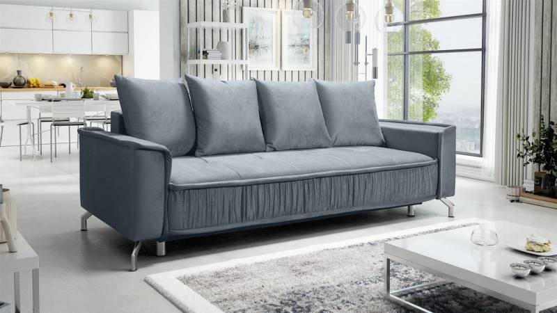 Fun Möbel 3-Sitzer Schlafsofa Sofa FLORENCE in Stoff Bubble oder Element, inkl. 4 Rückenkissen, inkl. Schlaffunktion mit Bettkasten von Fun Möbel
