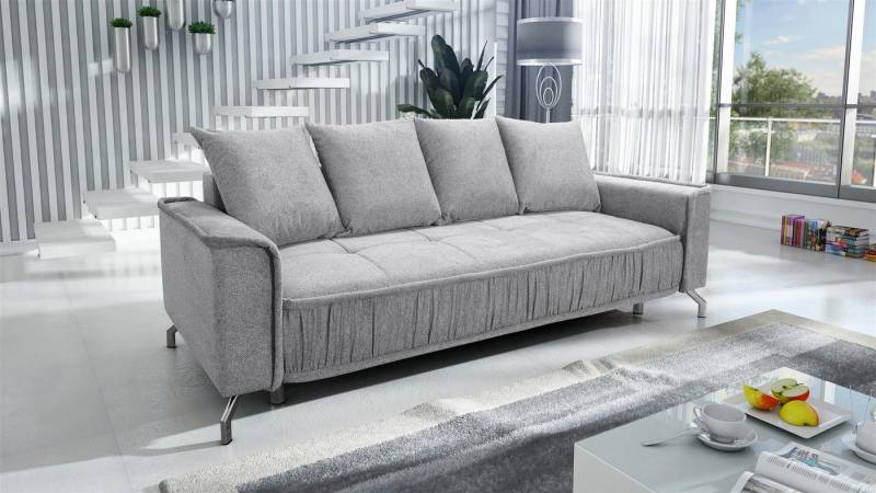 Fun Möbel 3-Sitzer Schlafsofa Sofa FLORENCE in Stoff Bubble oder Element, inkl. 4 Rückenkissen, inkl. Schlaffunktion mit Bettkasten von Fun Möbel