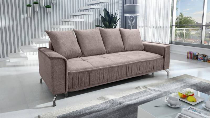 Fun Möbel 3-Sitzer Schlafsofa Sofa FLORENCE in Stoff Bubble oder Element, inkl. 4 Rückenkissen, inkl. Schlaffunktion mit Bettkasten von Fun Möbel