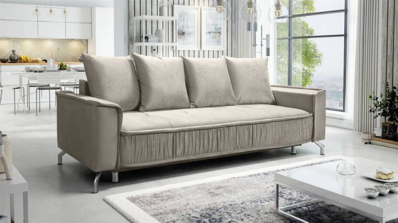 Fun Möbel 3-Sitzer Schlafsofa Sofa FLORENCE in Stoff Bubble oder Element, inkl. 4 Rückenkissen, inkl. Schlaffunktion mit Bettkasten von Fun Möbel