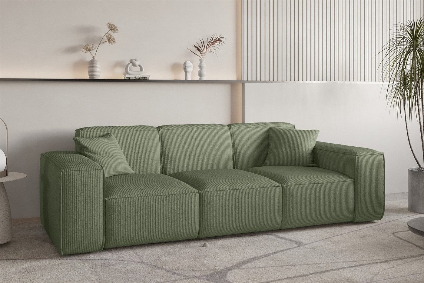 Fun Möbel 3-Sitzer Sofa Designersofa CELES PREMIUM in Stoff Scala, Auch als Set erhältlich, Inkl. 2 Zierkissen, Rundumbezug von Fun Möbel